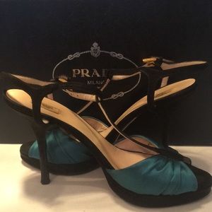 Prada satin t-strap heels